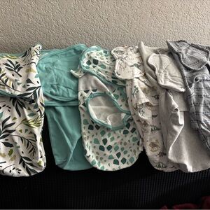 Baby Swaddle Blanket Set in Green and Gray